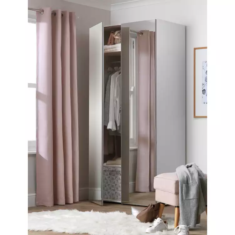 Habitat Atlas 2 Door Mirror Wardrobe - Black & Brown
