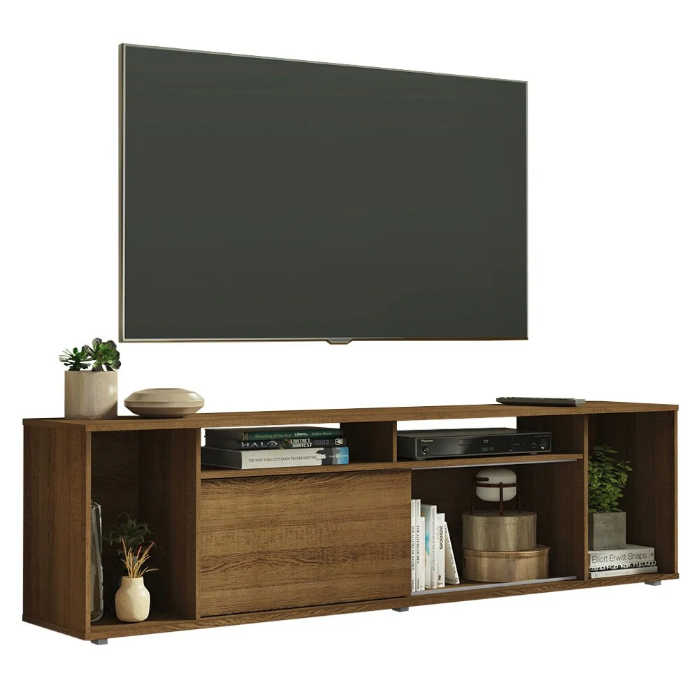 Madesa Large Entertainment Center with 1 Sliding Door, 5 Shelves and Open Shelves for 65, 75 Inch Media Storage