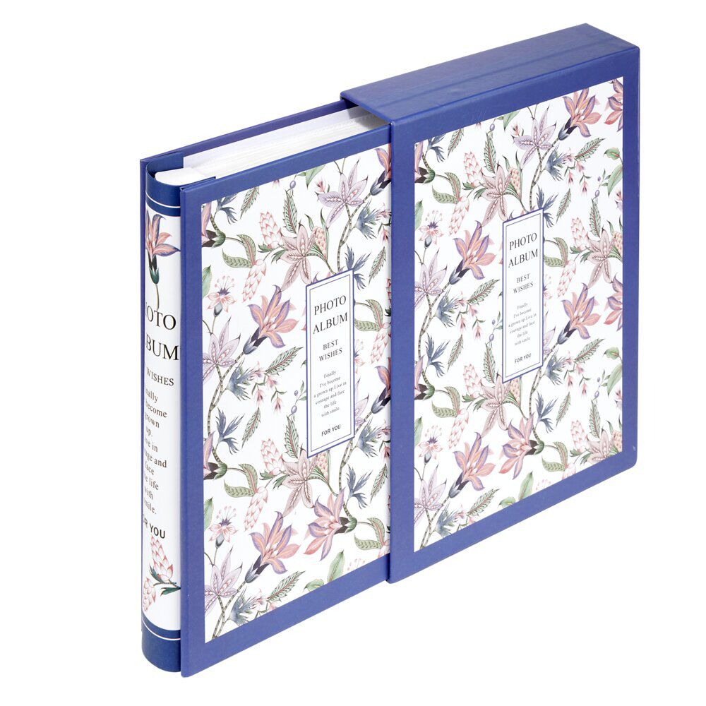Album photo motif fleur 21x26cm - 2 modèles rouge ou bleu