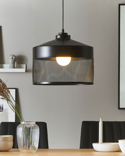 Lampa wisząca metalowa siatka czarna