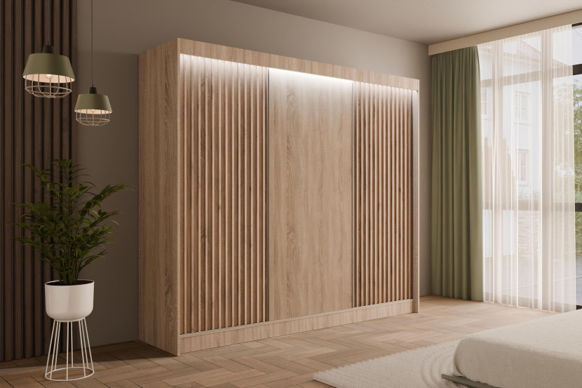Szafa LED z drzwiami przesuwnymi i lamelami VILANv2 250 x 215 cm