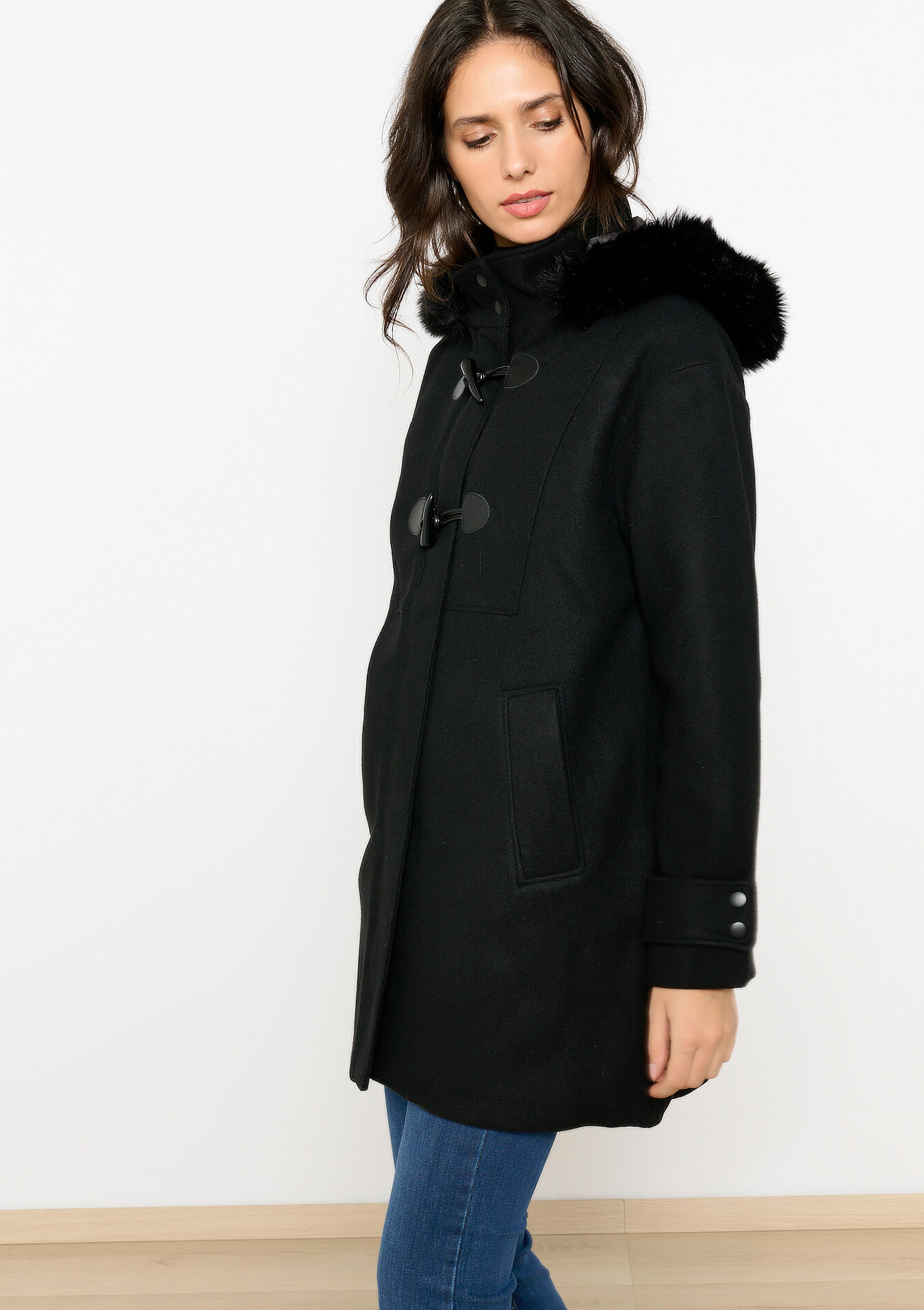 Jas met fluffy capuchon