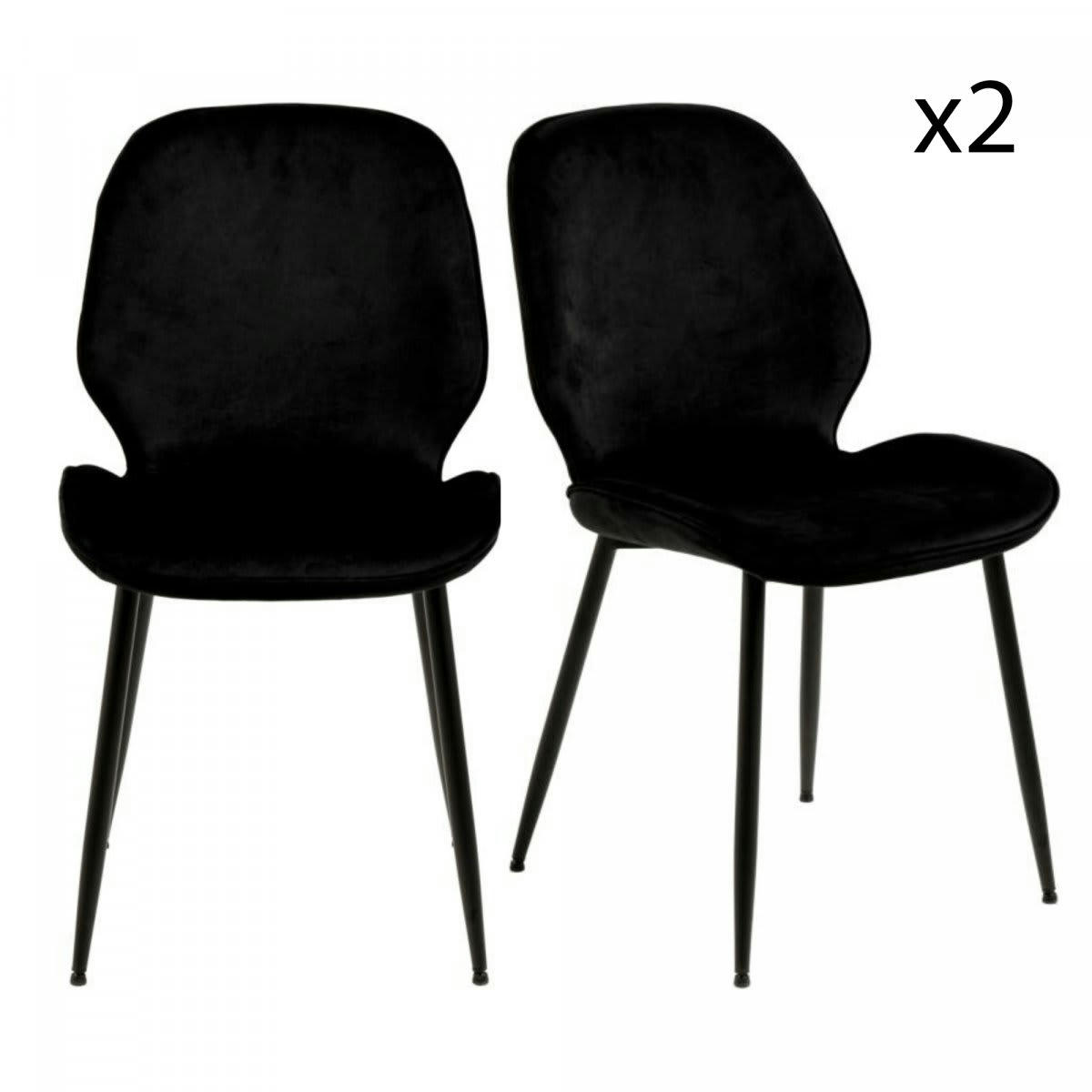 FEMAL - Lot de 2 chaises design en velours noir