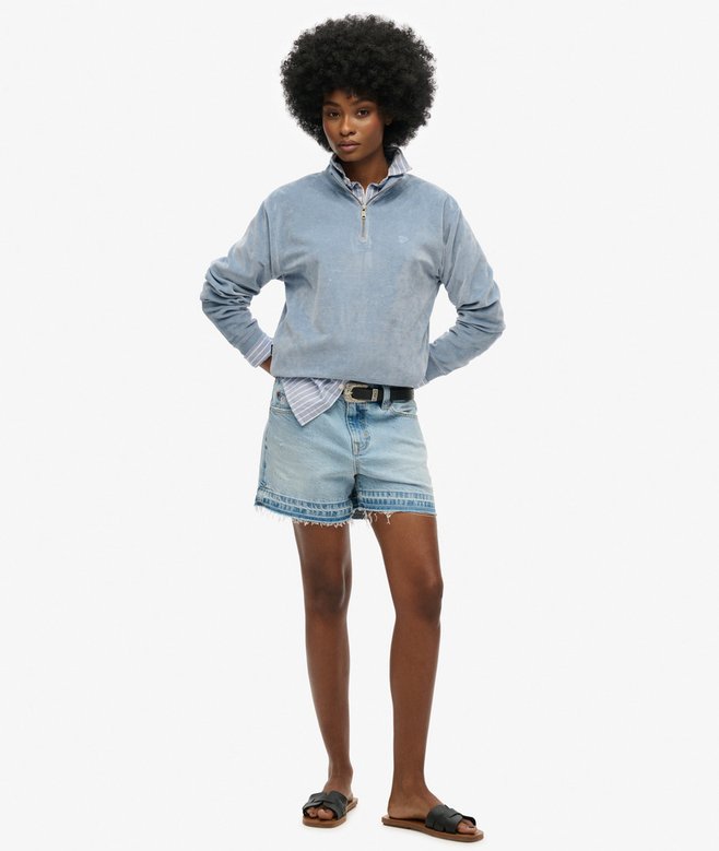 Velour Half Zip Sweatshirt