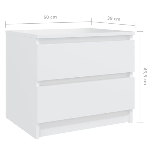 NNEVL Bed Cabinet White 50x39x43.5 cm Chipboard