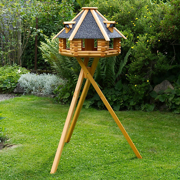 Mangeoire à oiseaux de luxe sur pieds avec toit en crépi Taille XXL 70 x 45 cm