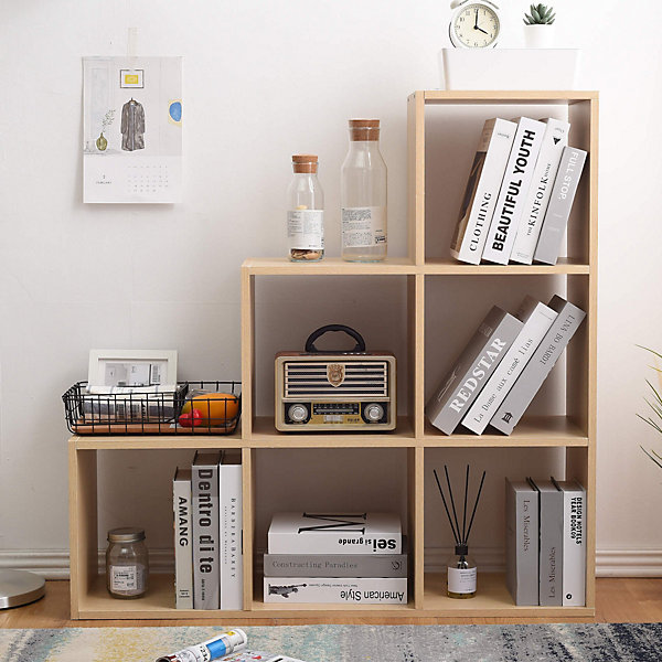 Etagère Bibliothèque Stockage 6 Niveaux Marron Bois 97,5x97,5x29