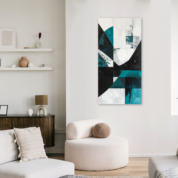 Obraz do salonu biura kuchni, Geometryczna abstrakcja turkusowy 40x80
