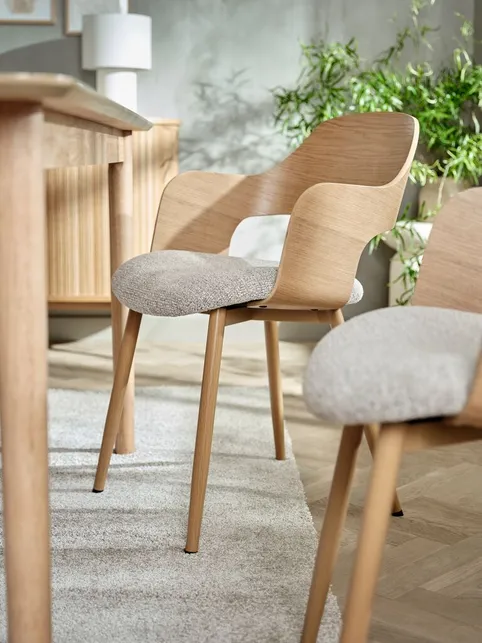 Spisebordsstol HVIDING natur egefarve/beige stof
