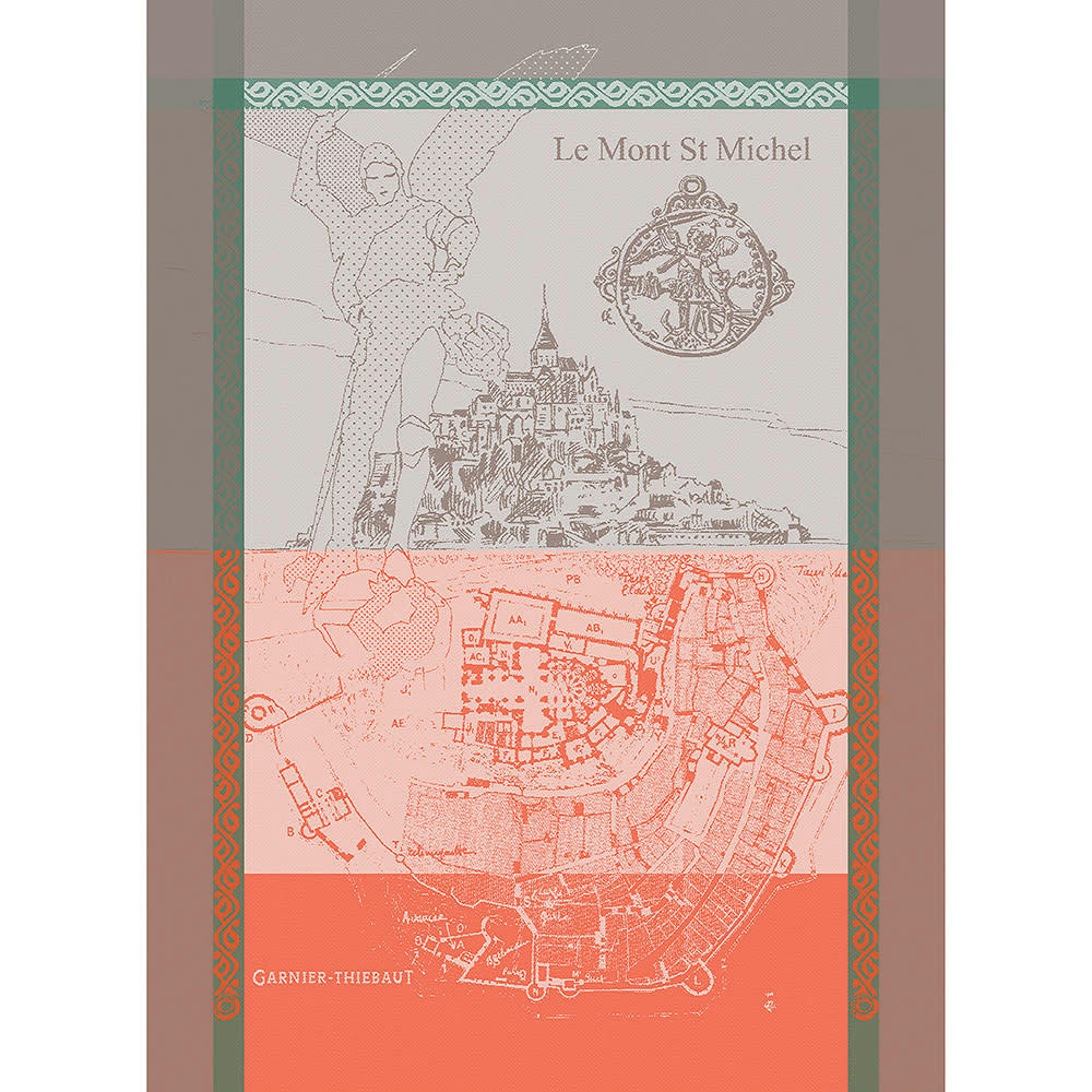 MONT SAINT MICHEL ORANGE - Torchon  pur coton orange 56x77