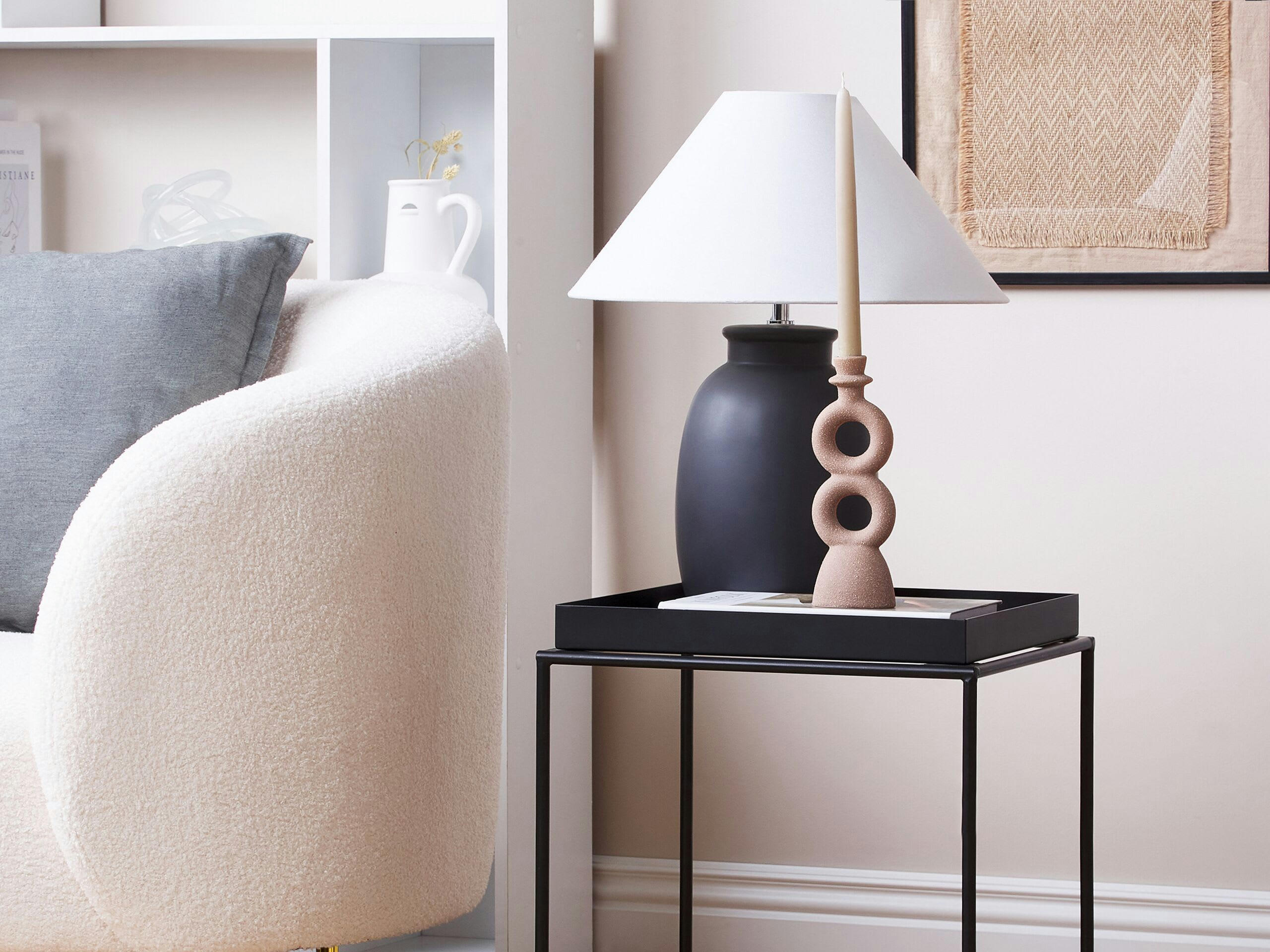 NAOUSA - Bougeoir beige 23 cm