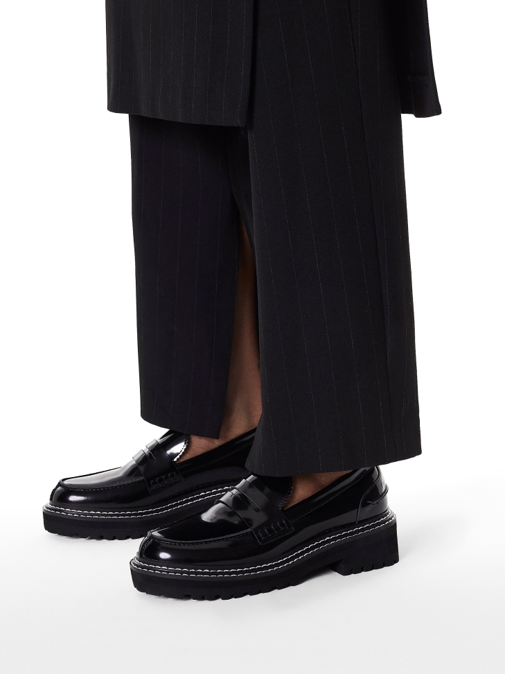 Patent leather shoes with track sole