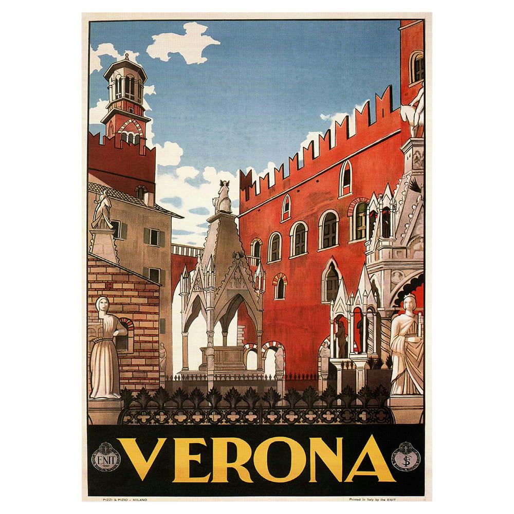 - Tableau affiche touristique vintage Verona 50x70cm