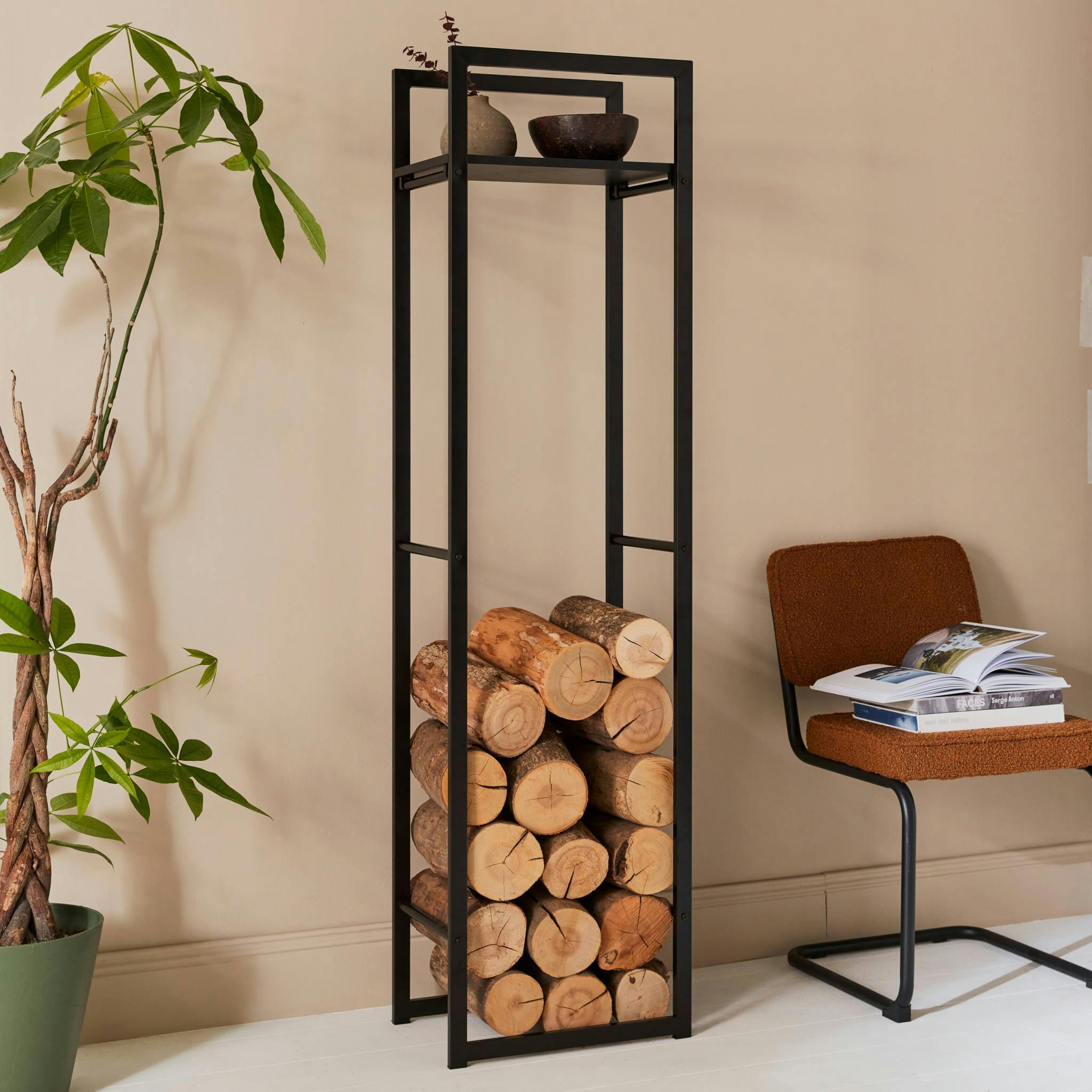 INDUSTRIELLE - Range bûches intérieur 170cm, avec étagère