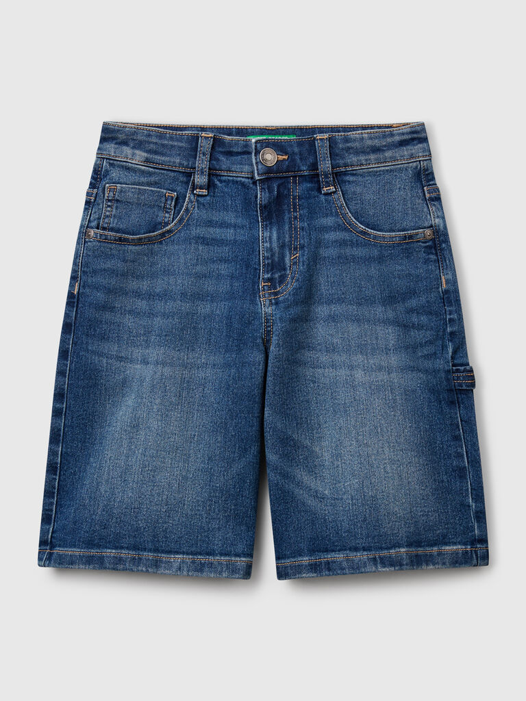 Straight fit denim bermudas
