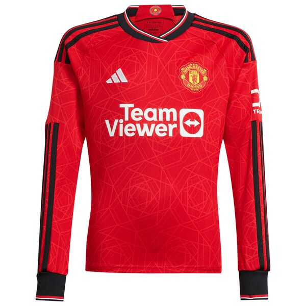 Kobbie Mainoo Manchester United adidas 2023/24 Home Long Sleeve Replica Player Jersey - Red