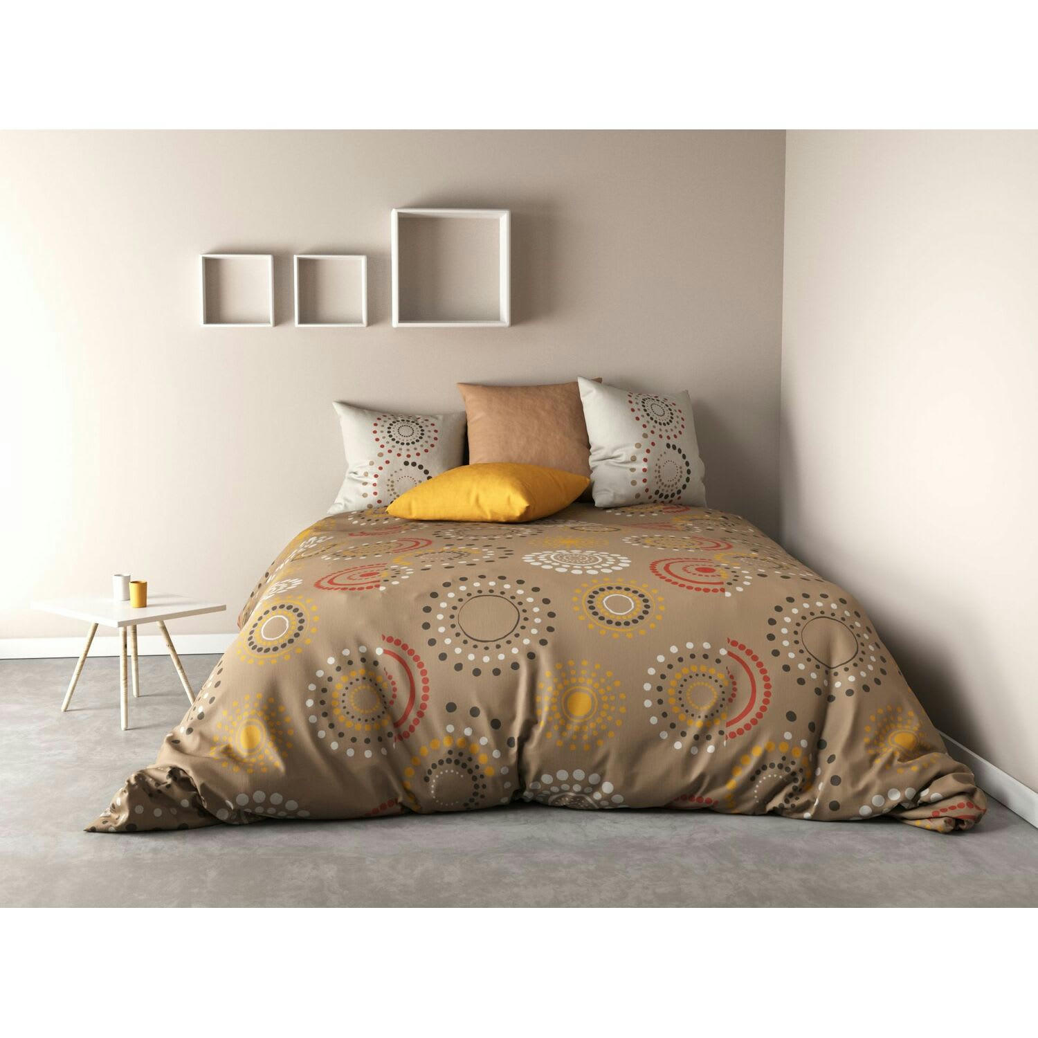 FEU D'ARTIFICE - Parure de housse de couette oeko-tex® coton beige 220x240 cm