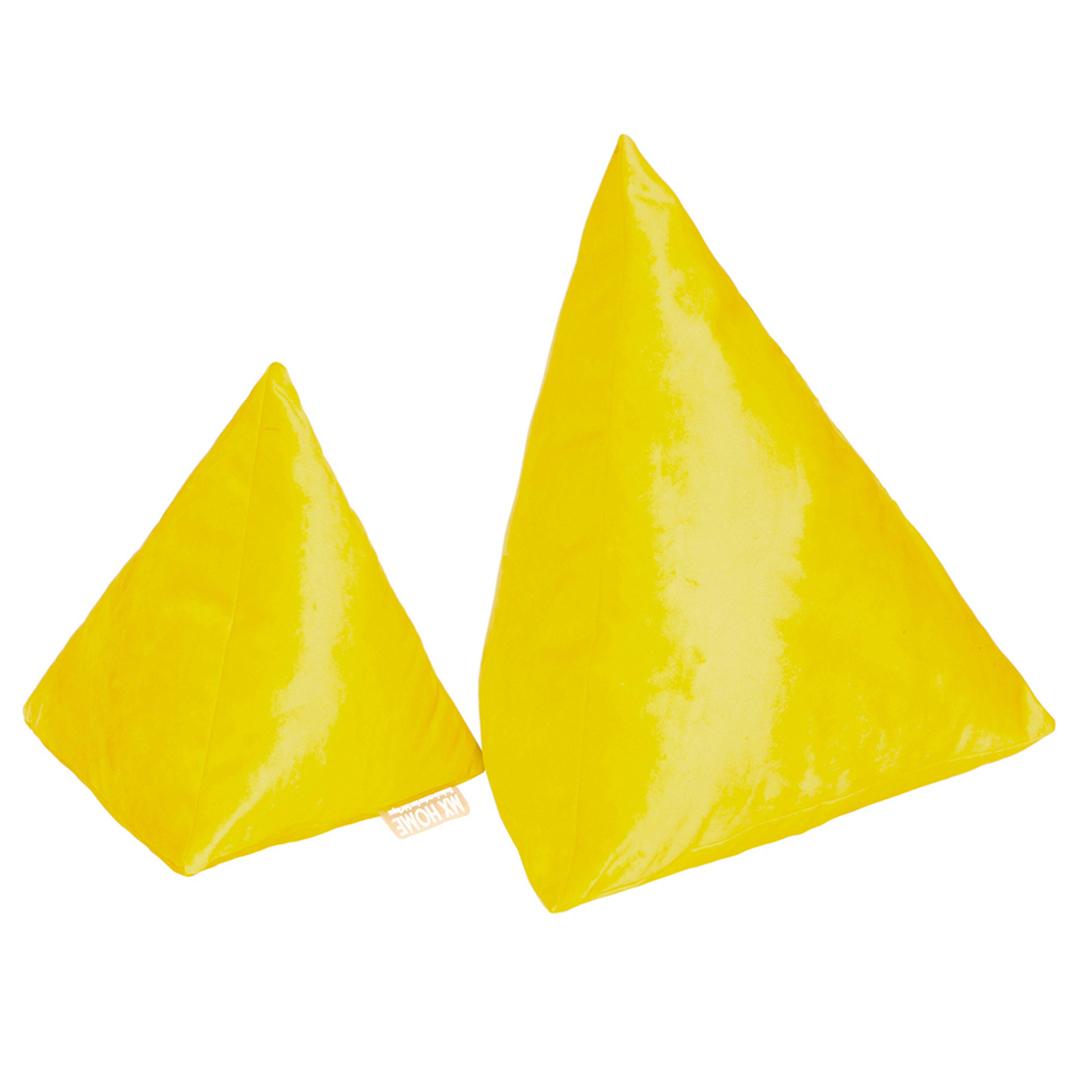 - Lot de 2 coussins pyramide en velours jaune moutarde