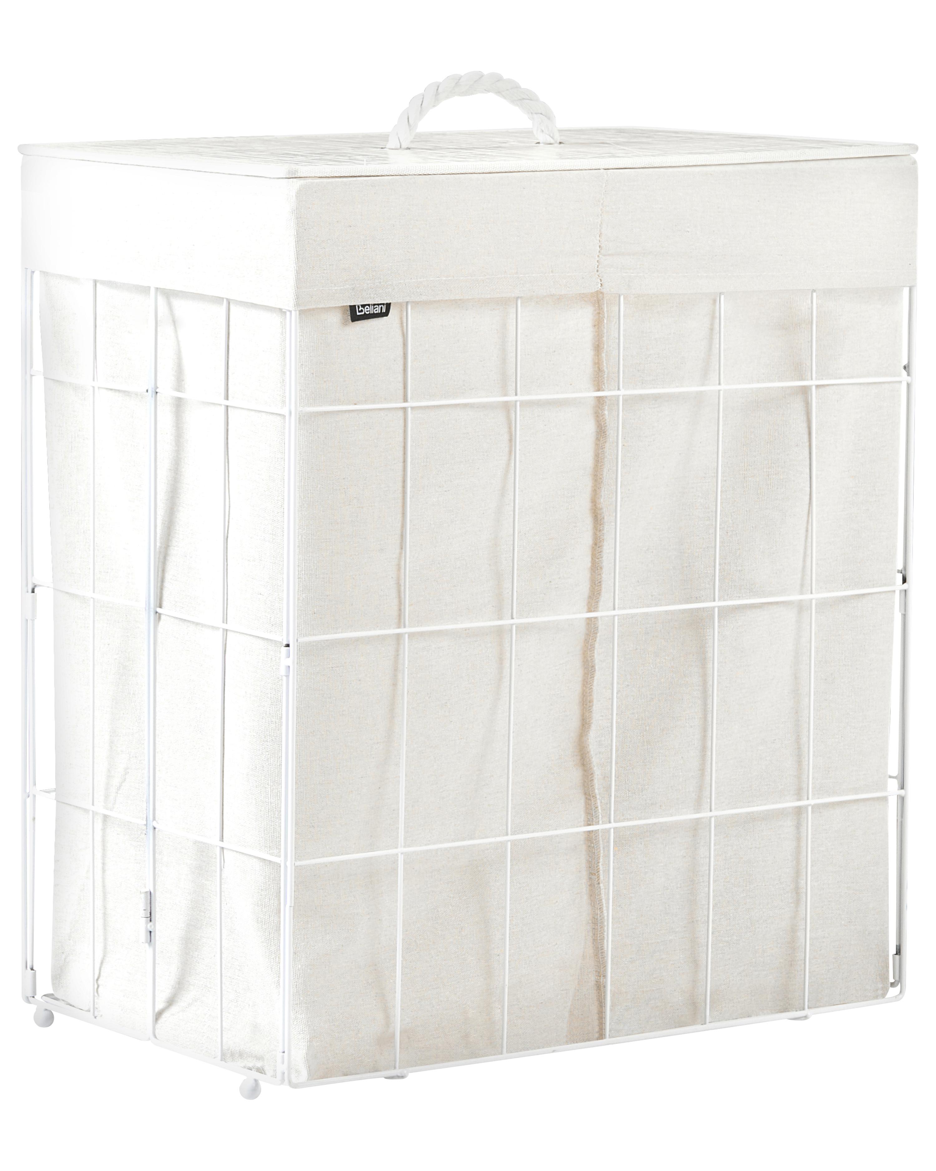 Laundry Basket with Lid APOTERI Metal White 100 L