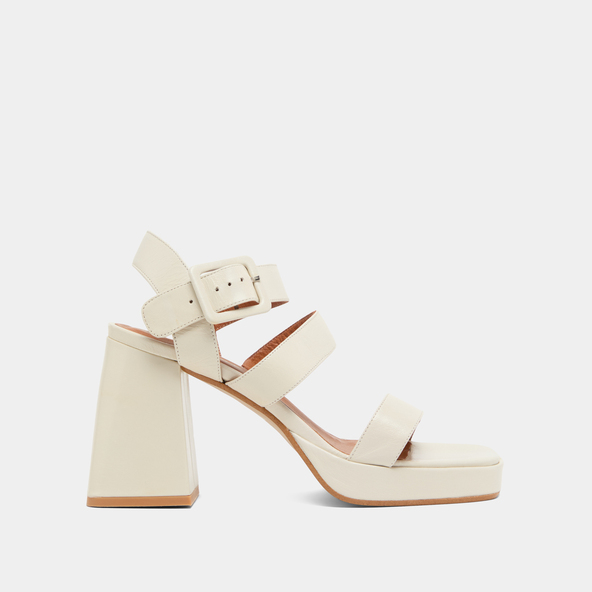Sandales à brides ouvertes et plateforme...en cuir vieilli écru | DAYTONA