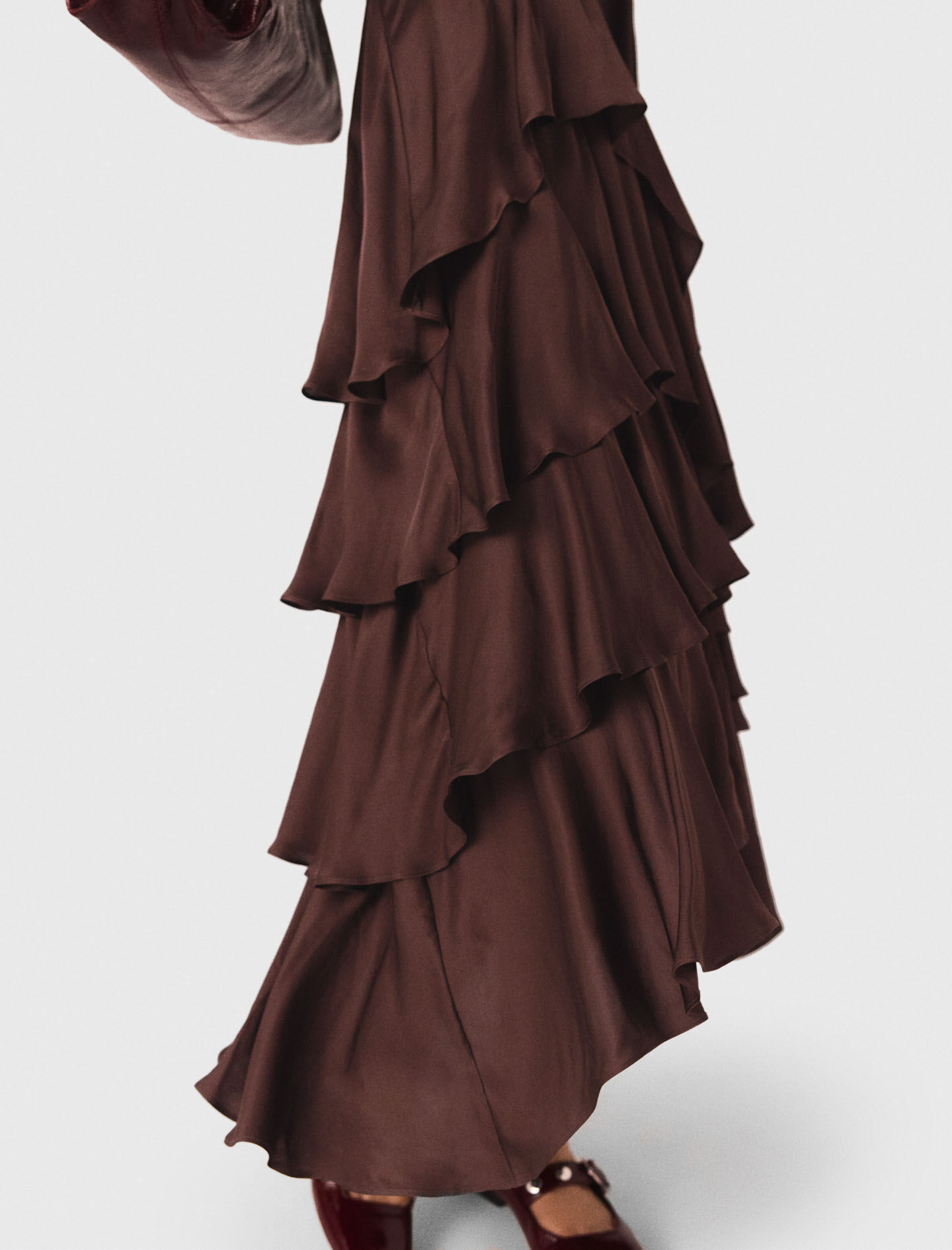 Robe longue fluide à volants