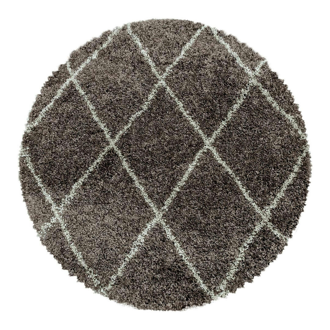CHANTECLER - Tapis géométrique scandinave en polypropylène taupe Ø 80