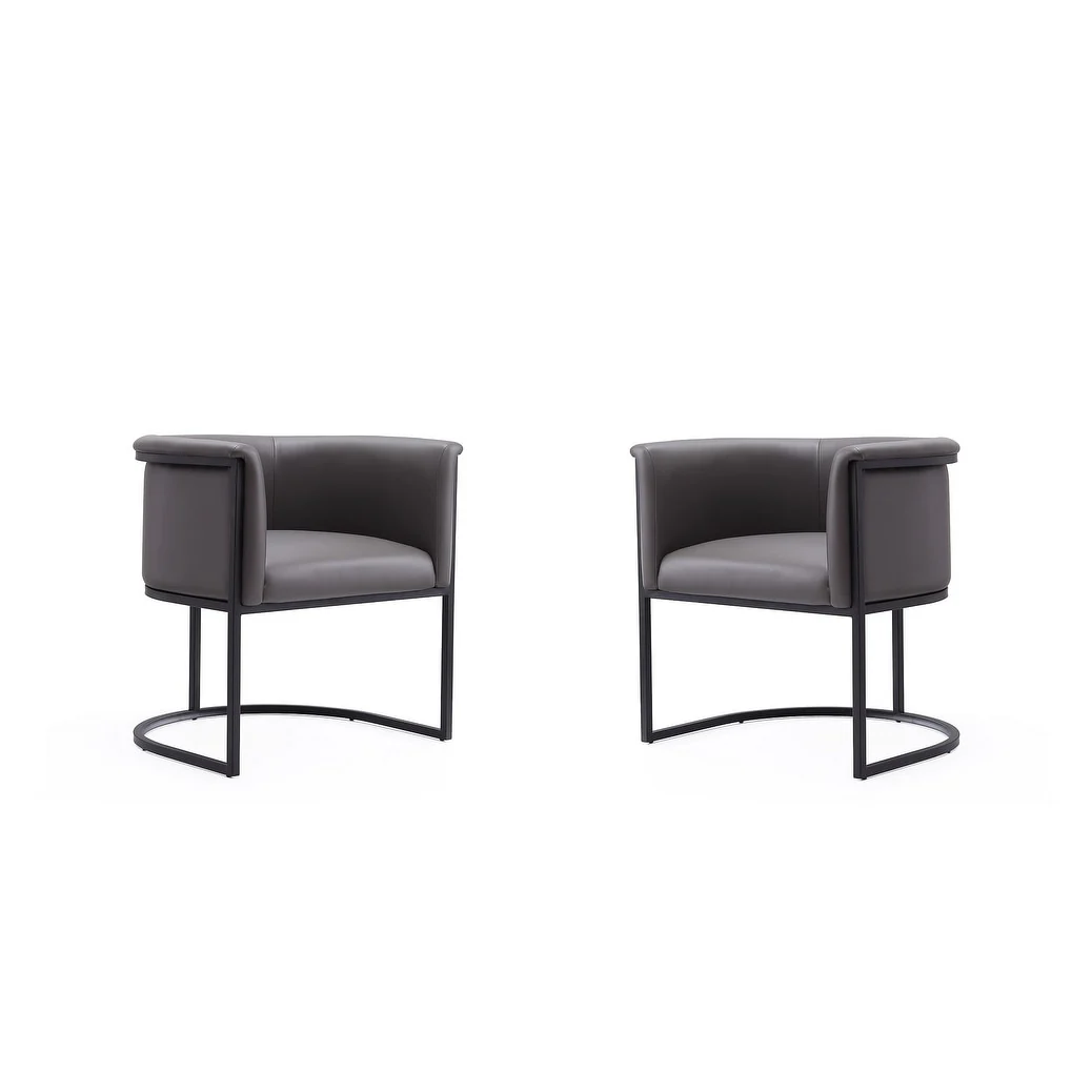Bali Saddle and Black Faux Leather Dining Chair (Set of 2)