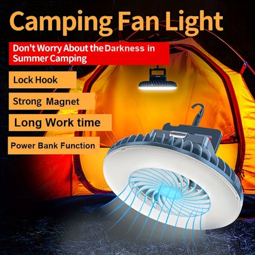NNETM Camping Fan Light with Hook, Magnet & USB