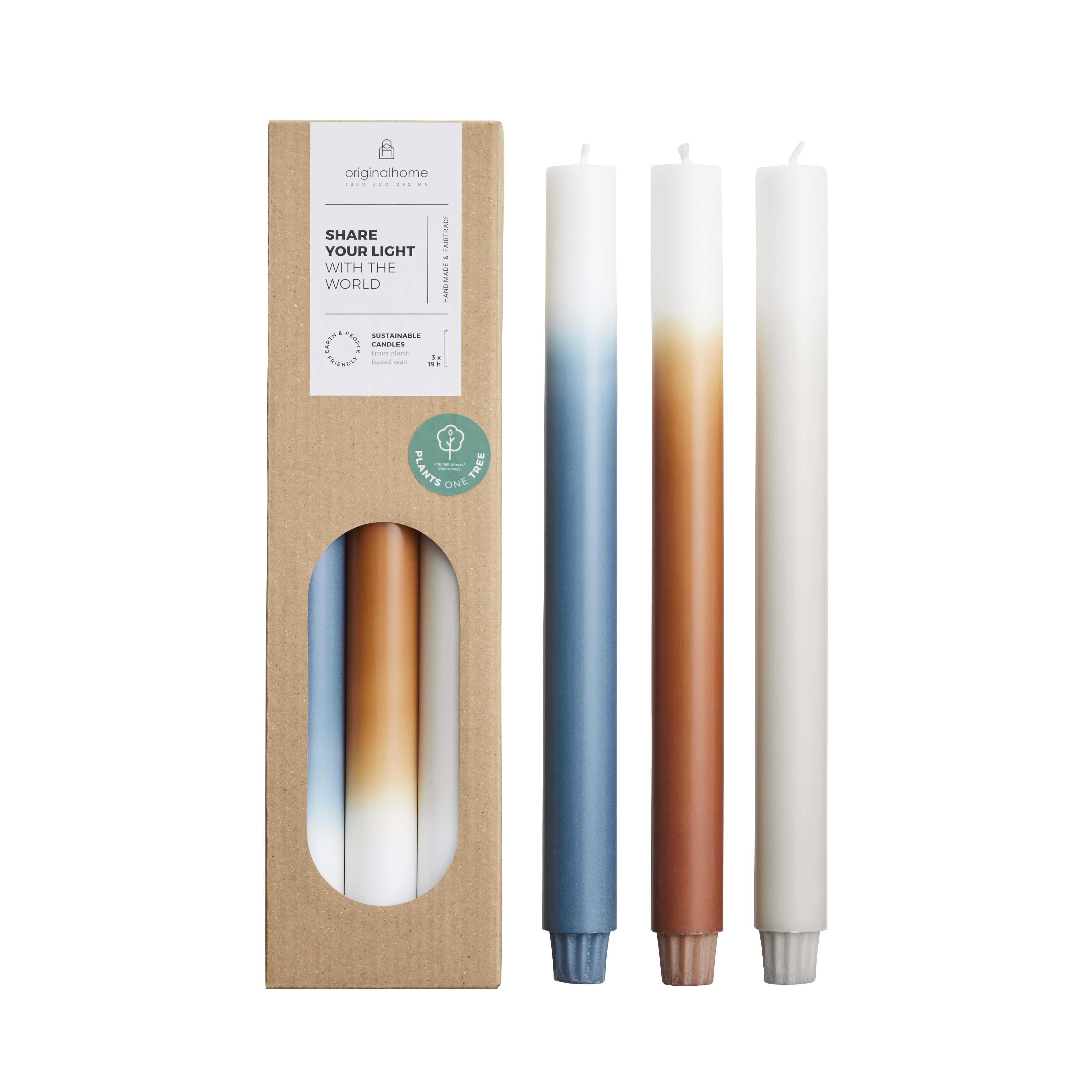 Originalhome dinerkaarsen verloop Clean Ocean - 30 cm - set van 3