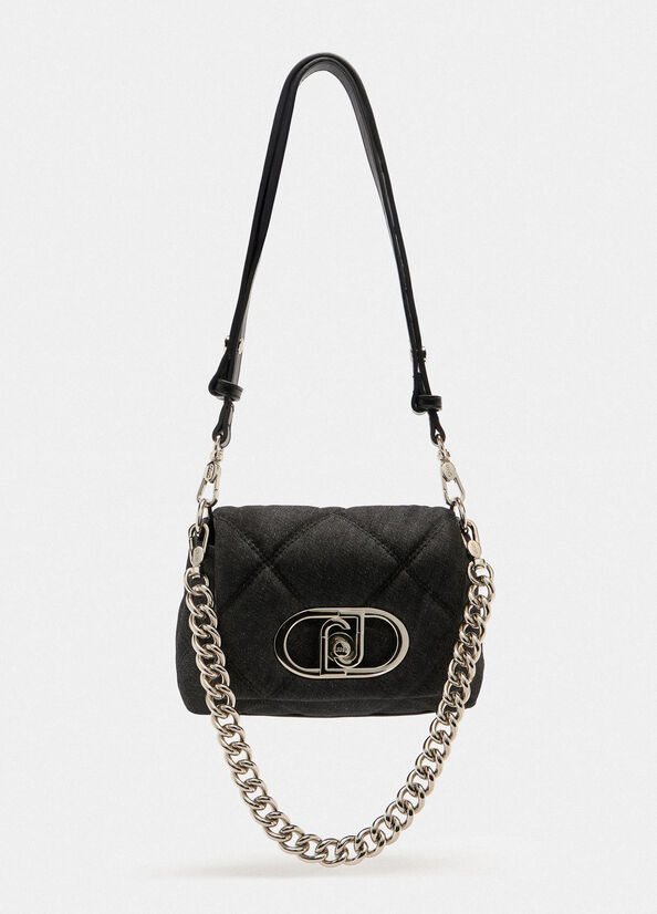 Borsa LaPuffy piccola in denim matelass&eacute;