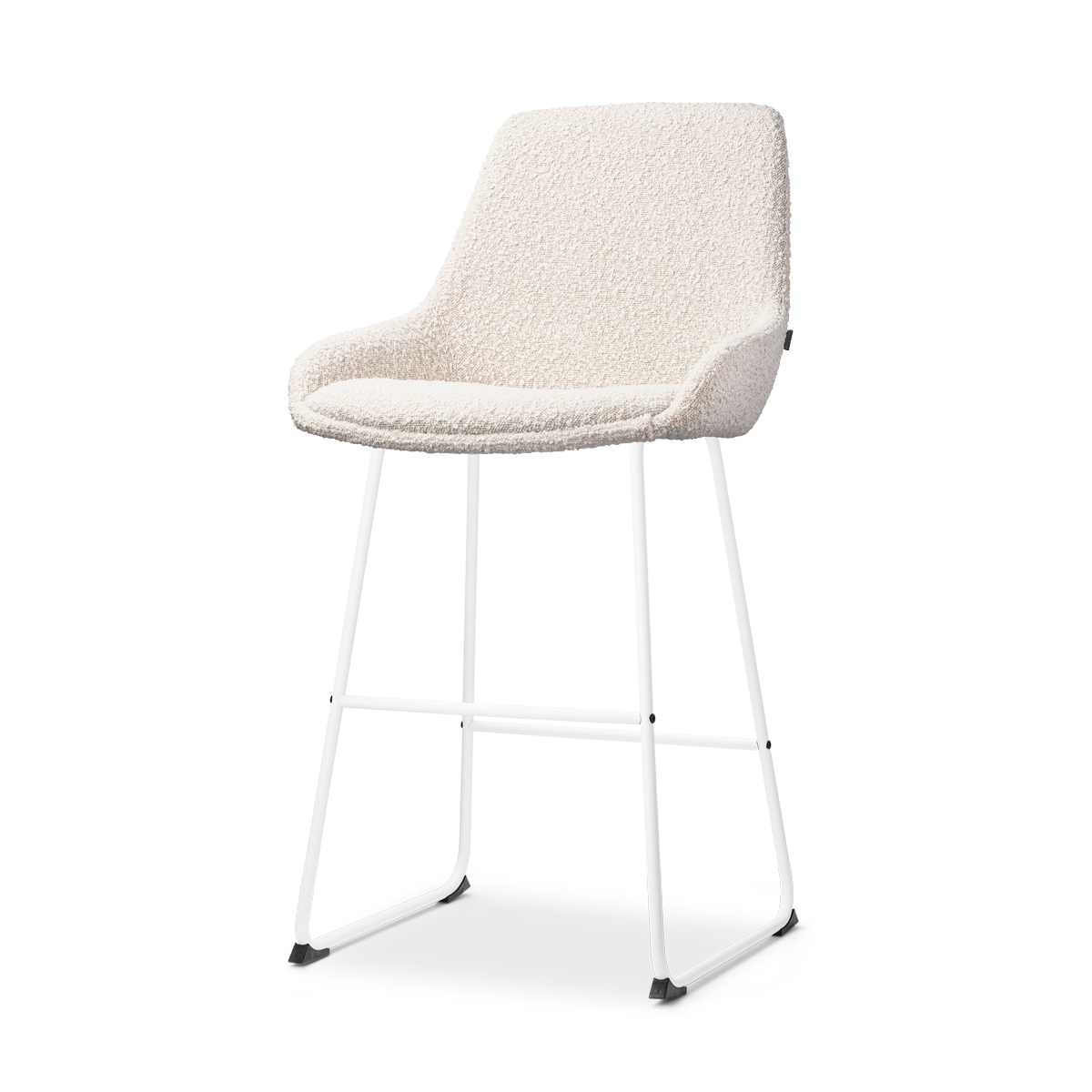 Nolon Nino-Isa Barkruk Bouclé Beige - Stof - Wit Onderstel - 65 cm