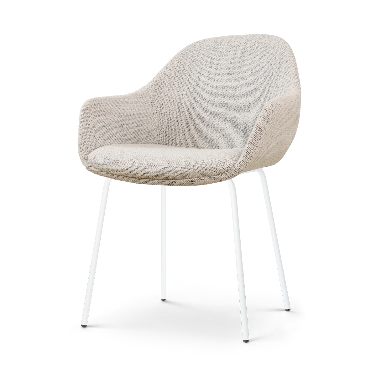 Nolon Nora-Mae Eetkamerstoel Beige Gemêleerd - Armleuning - Witte Poten