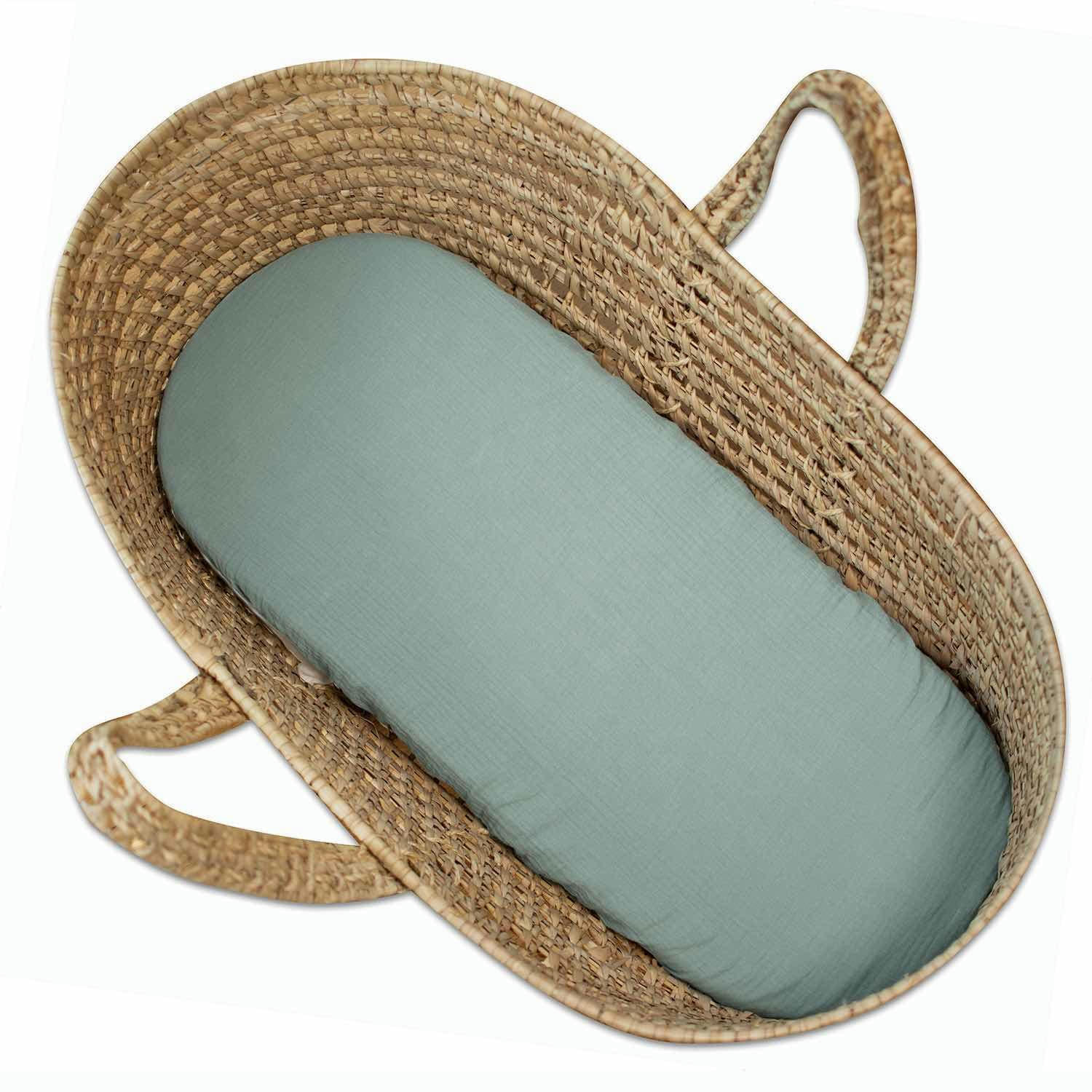 JEANNE - Drap housse couffin ovale en gaze de coton  72 x 32cm