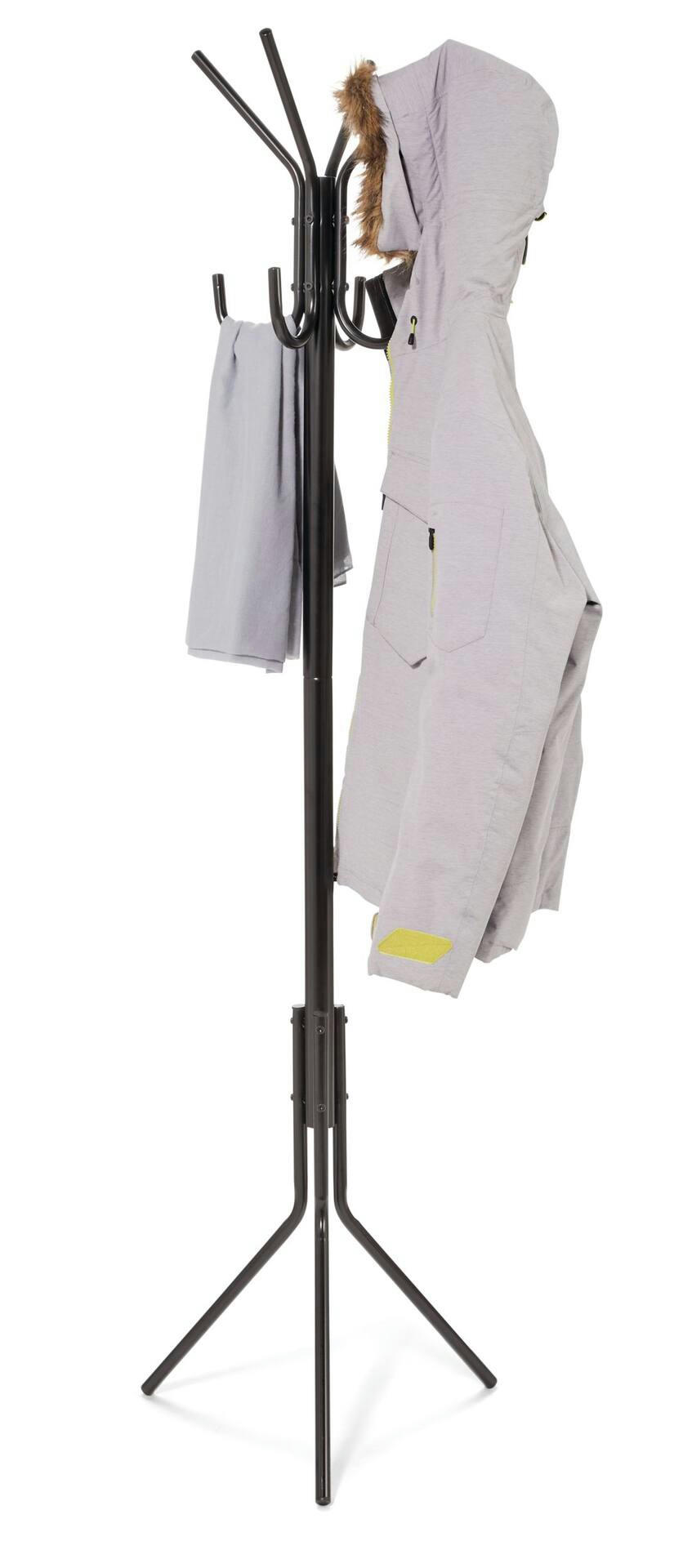 type A Perspective Freestanding Coat Rack with 8 Hooks, Black