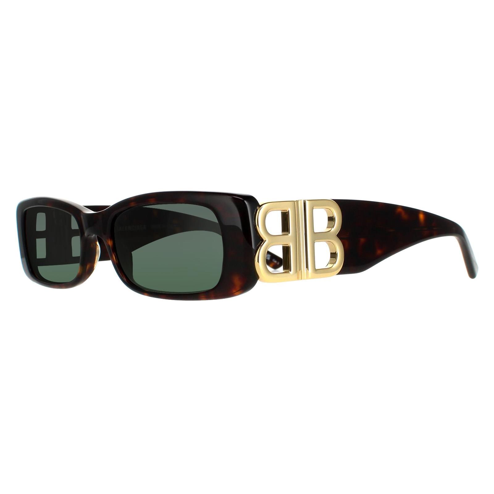 Balenciaga Rectangle Dark Havana Green BB0096S