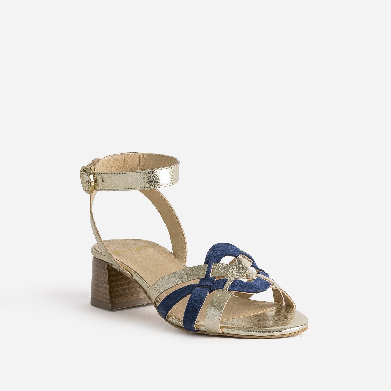 Sandale dorée et bleu roi bi-matière