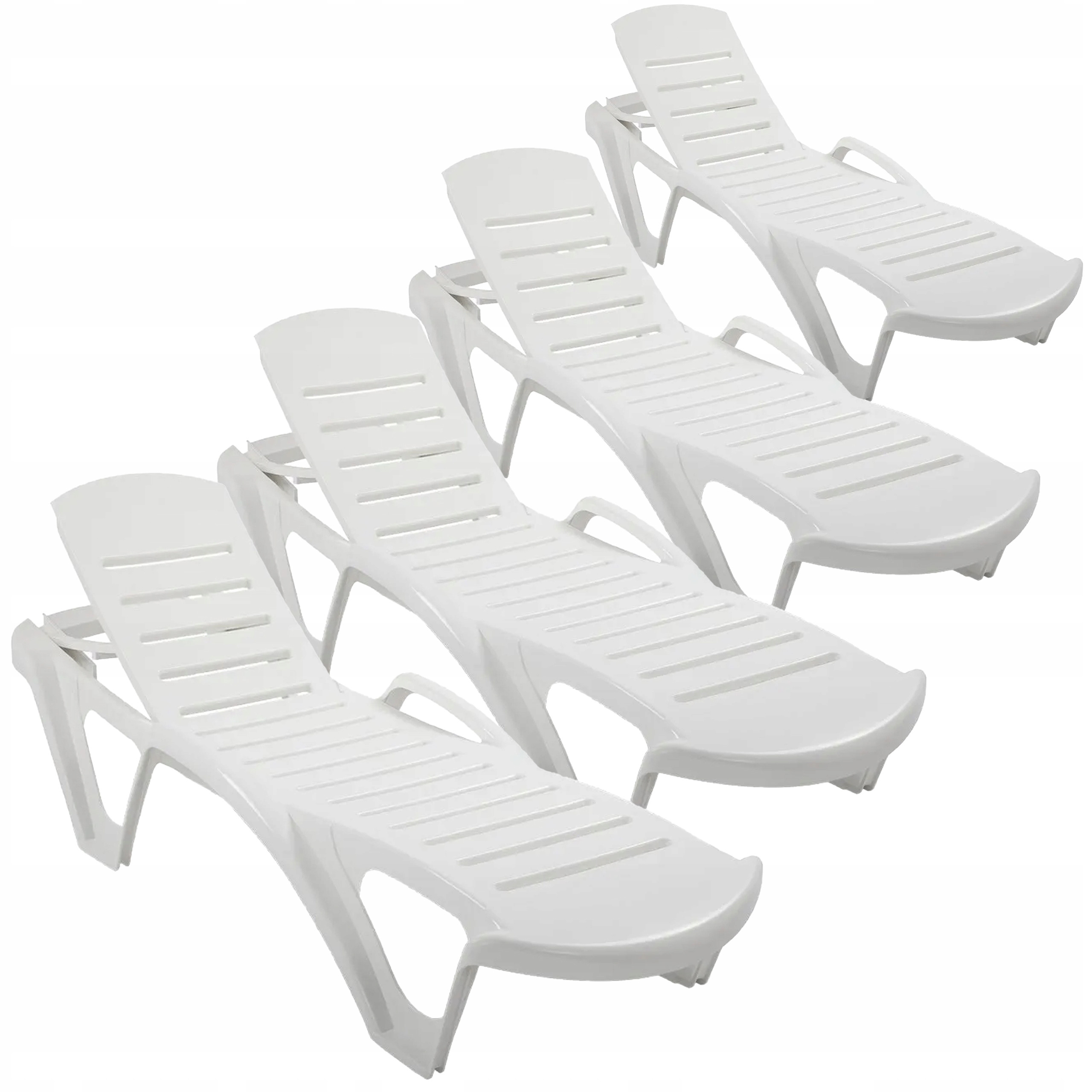 Leżak Ogrodowy Plażowy MONOBLOCK Regulowany na basen biały 4 szt
