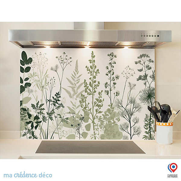 Crédence cuisine fond de hotte Herbe sauvage - Verre trempé - L 90 cm x H 60 cm - MaCrédenceDéco