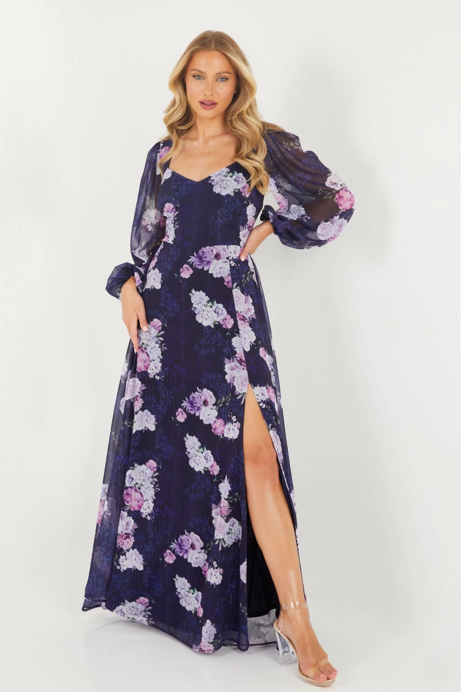Quiz Blue Floral Maxi Dress