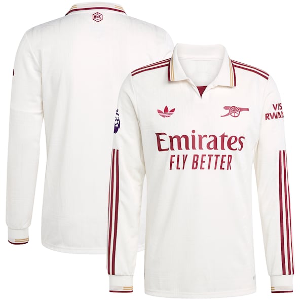 Arsenal adidas 2025/26 Third Authentic Long Sleeve Jersey - White/Blue/Red