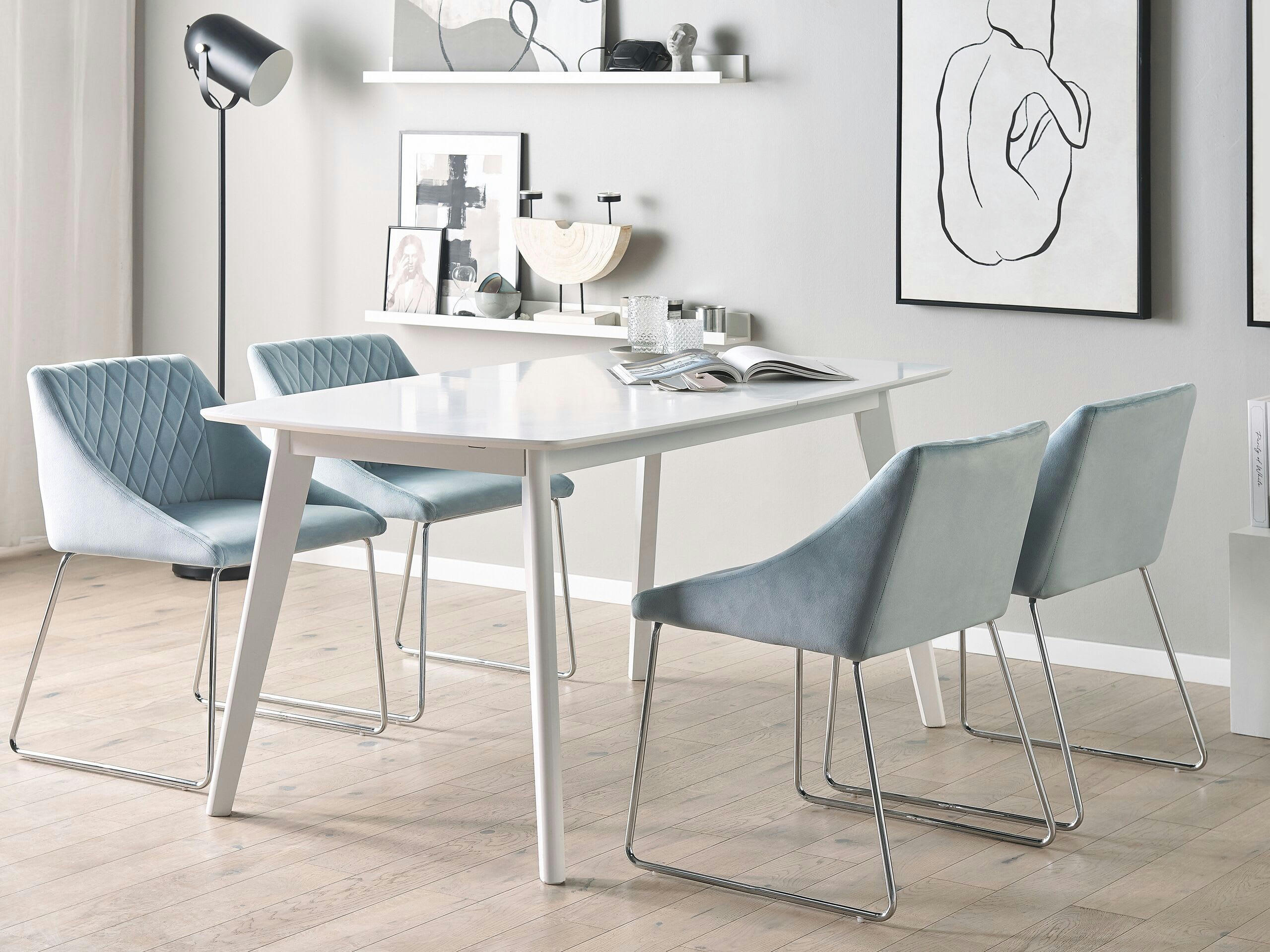 ARCATA - Lot de 2 chaises de salle à manger en velours bleu