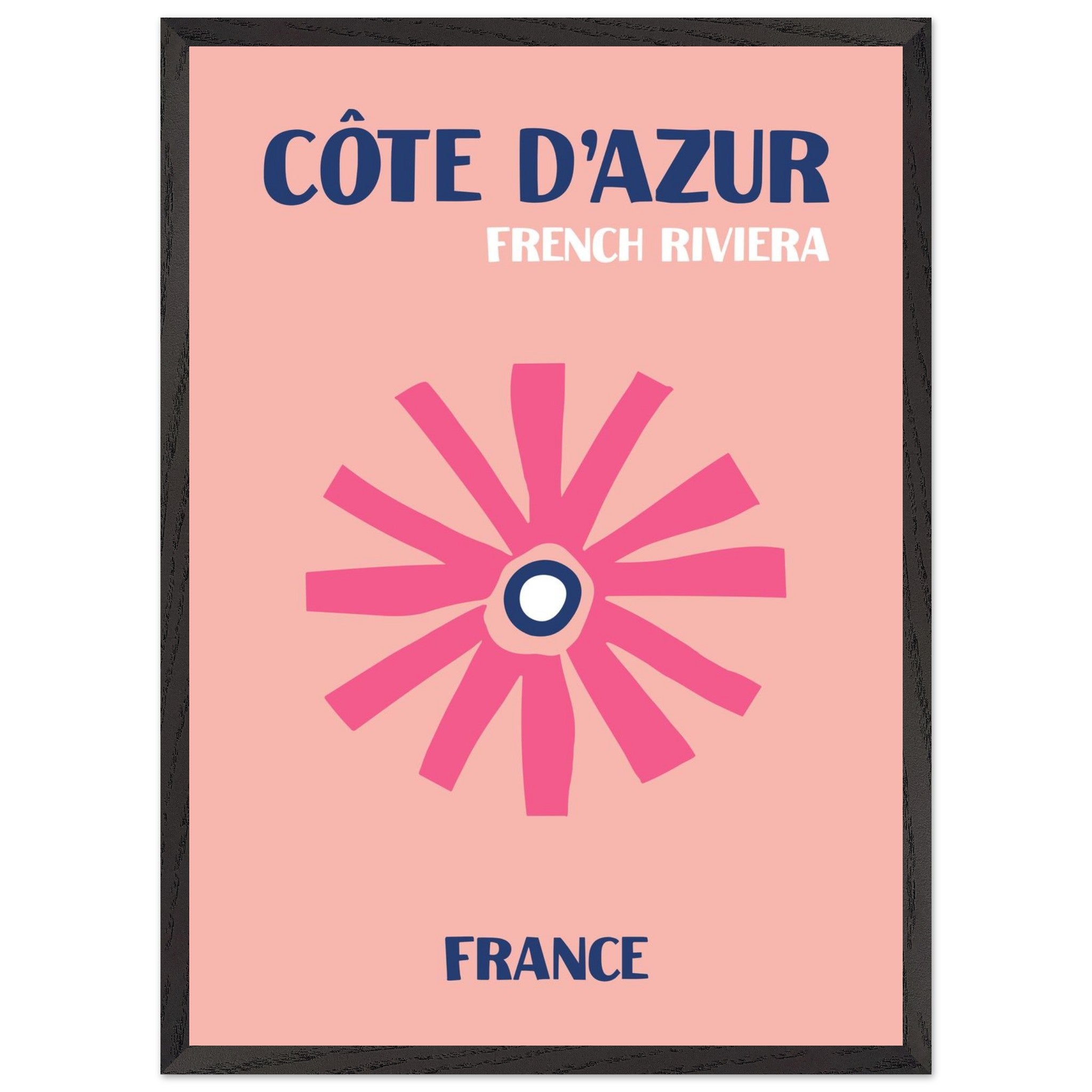 Artfulprints Poster met Lijst Frankrijk - Cote d'Azur  - 50x70 cm - Roze
