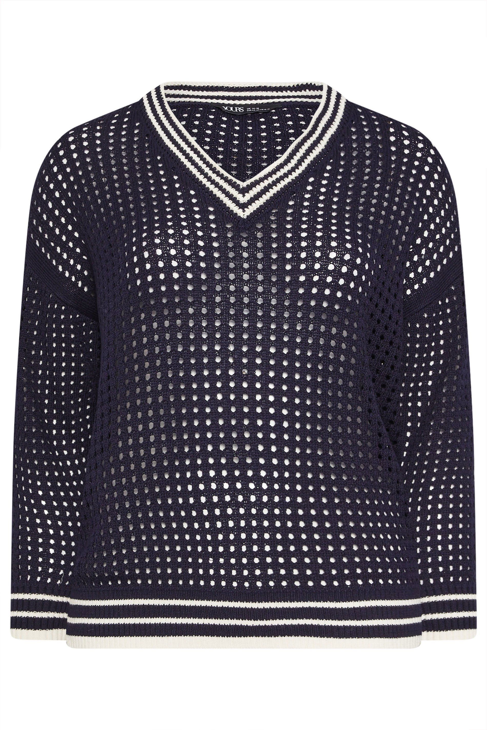 Yours Crochet Contrast Trim Jumper