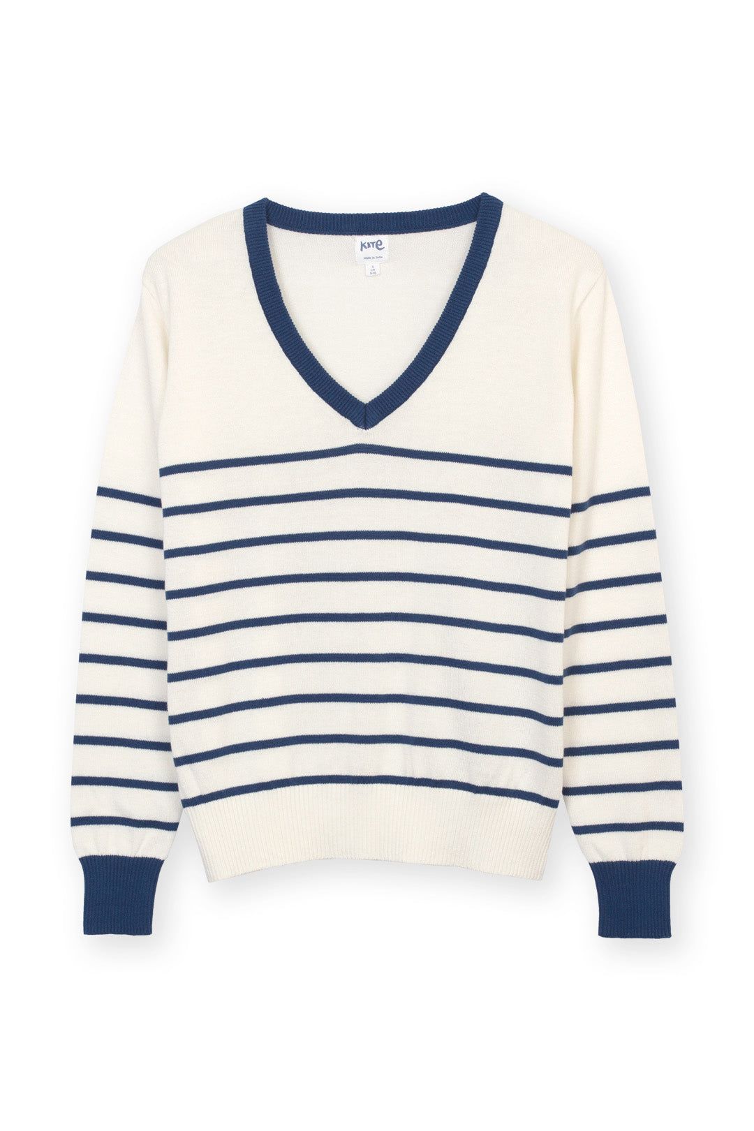 Kite Winspit V-Neck Knit Jumper Navy Stripe
