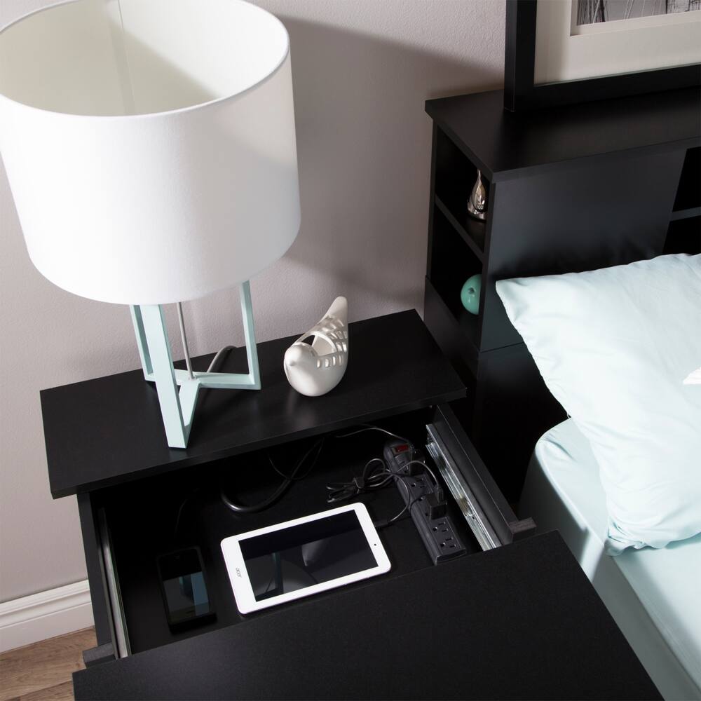 South Shore Vito 3-Drawer Storage Nightstand/Bedstand With Charging Station