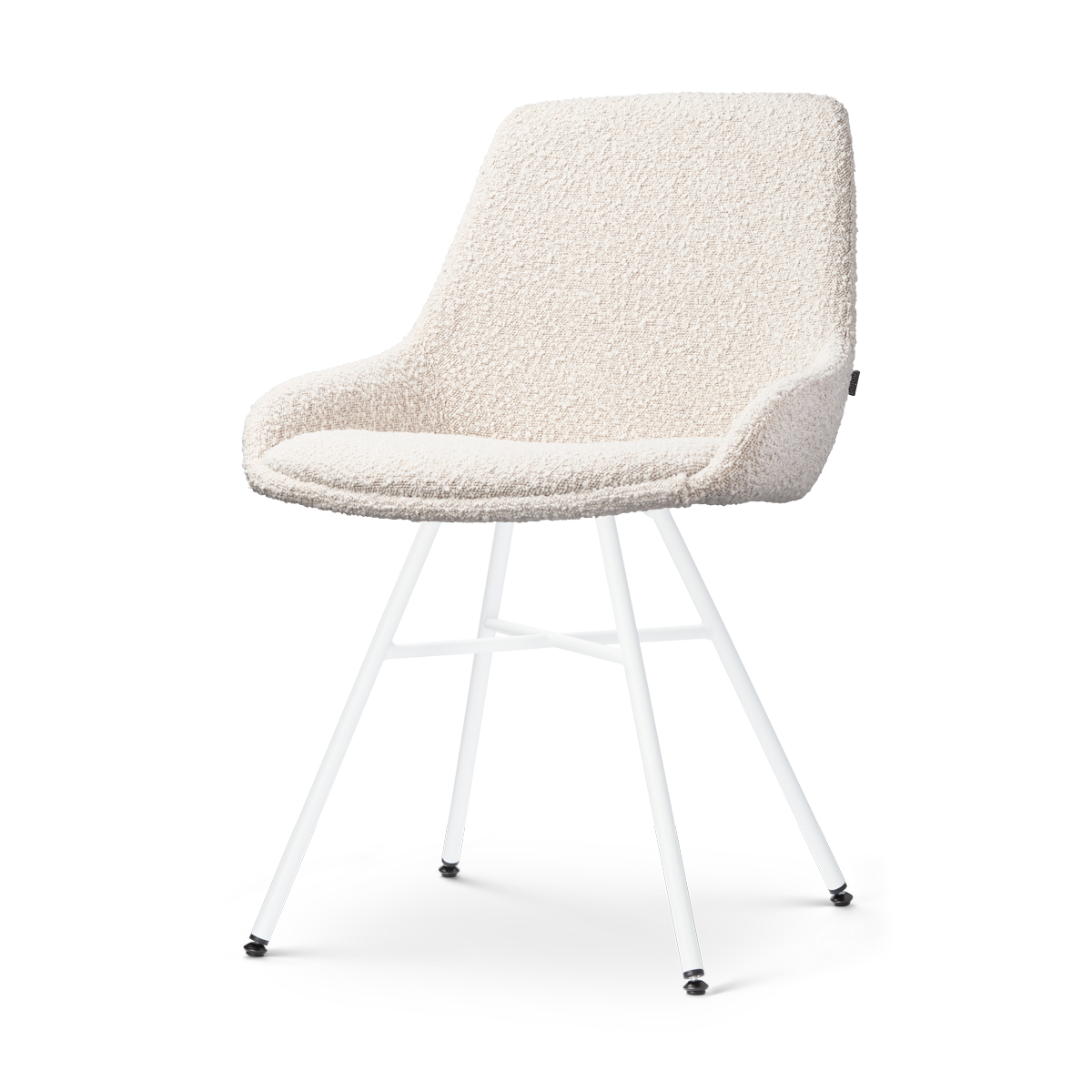 Nolon Noa-Isa Eetkamerstoel Bouclé Beige - Stof - Wit Onderstel