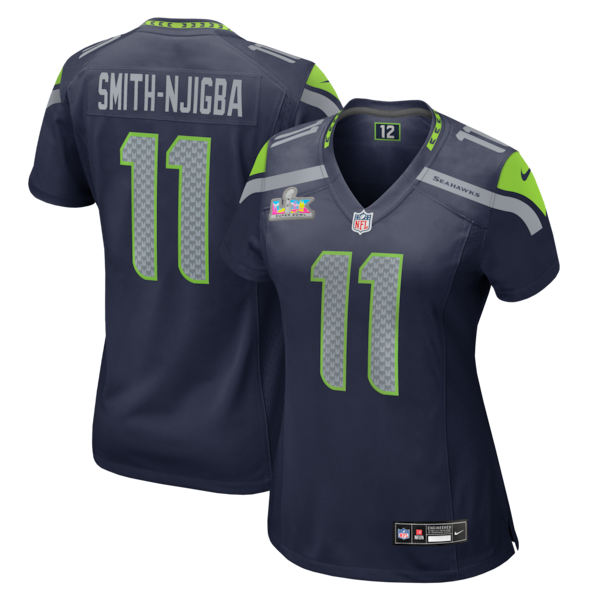 Women's Seattle Seahawks Jaxon Smith-Njigba Nike College Navy Super Bowl LX Patch Game Jersey