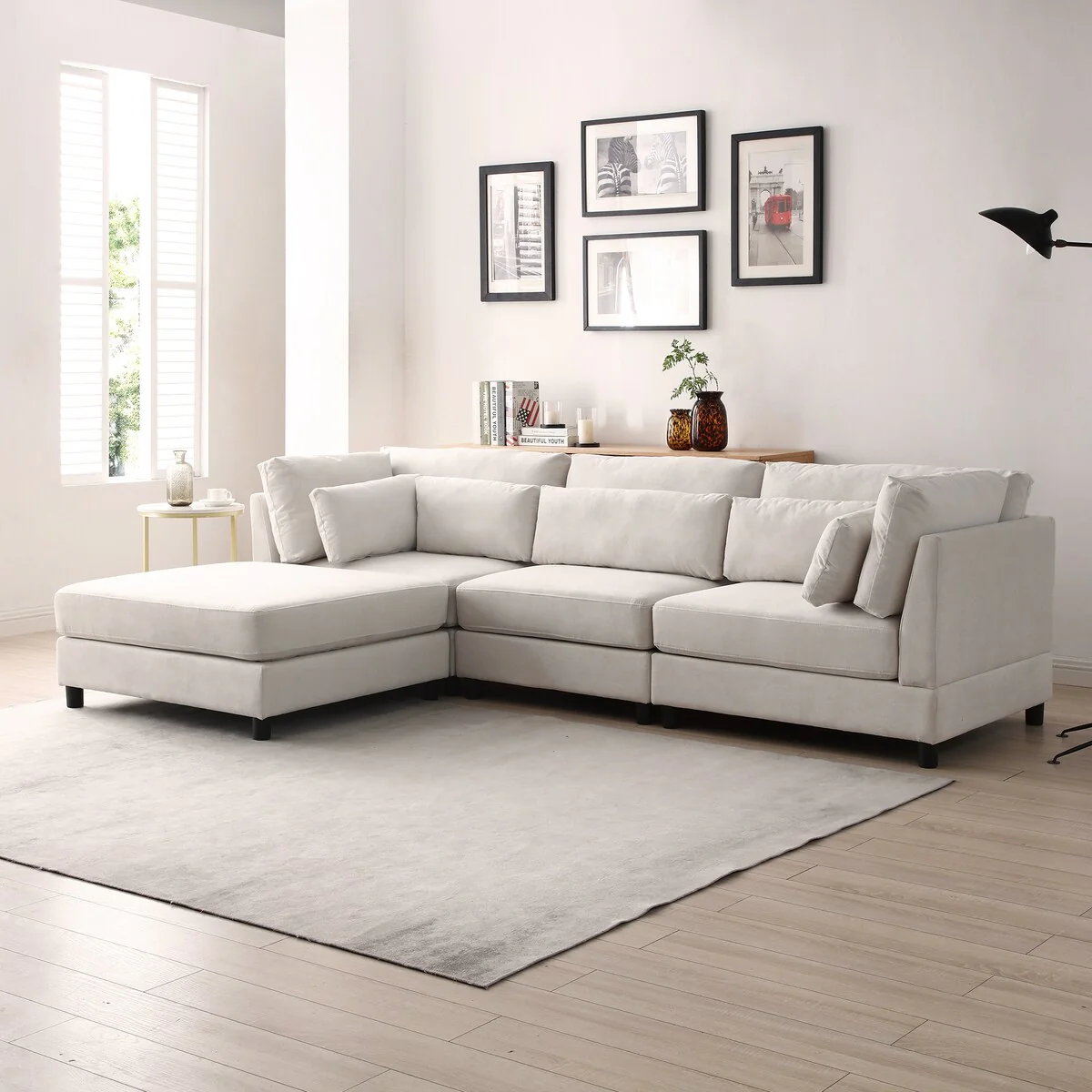 L-Shaped Convertible Sectional Sofa Couch with Movable Storage Ottoman Chaise, Free Combination Sofa - L Shape