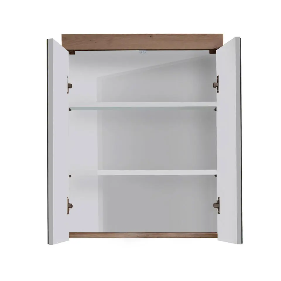 Hioshop AmandaMando spiegelkast 2 deuren donker eiken decor- spiegelglas