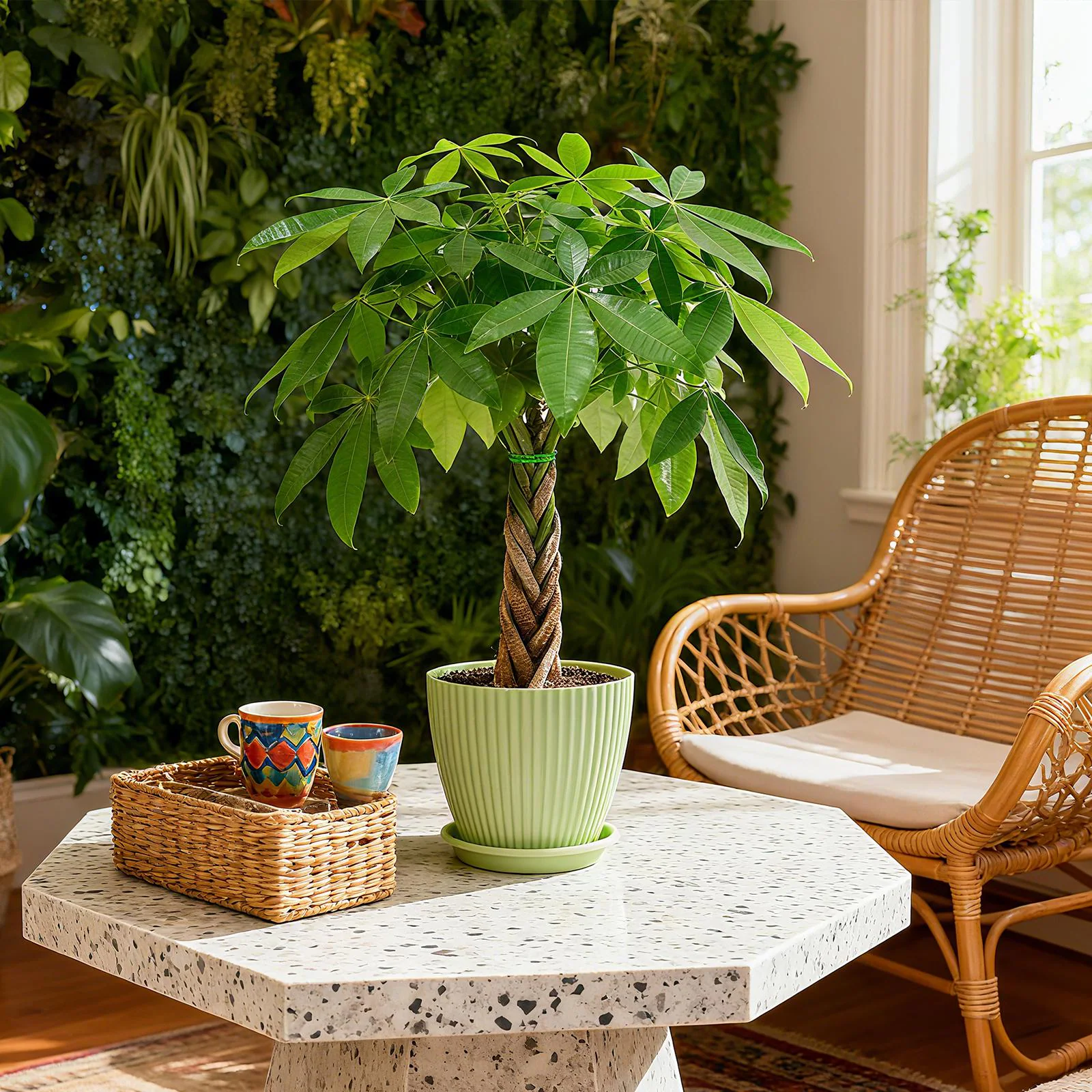 Braided Money Tree Potted Plant in Decorative Pot, Good Luck Houseplant | Indoor Live Plant | Gift for Home Office | Housewarming Gift